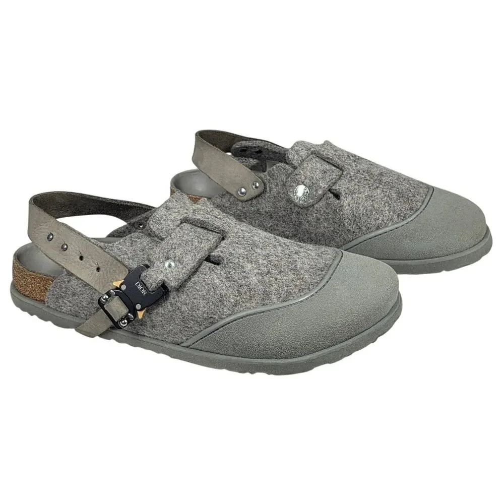 BIRKENSTOCK x DIOR TOKIO SLIPPER FELT MULE – GREY – SIZE 42 – 100% WOOL FELT